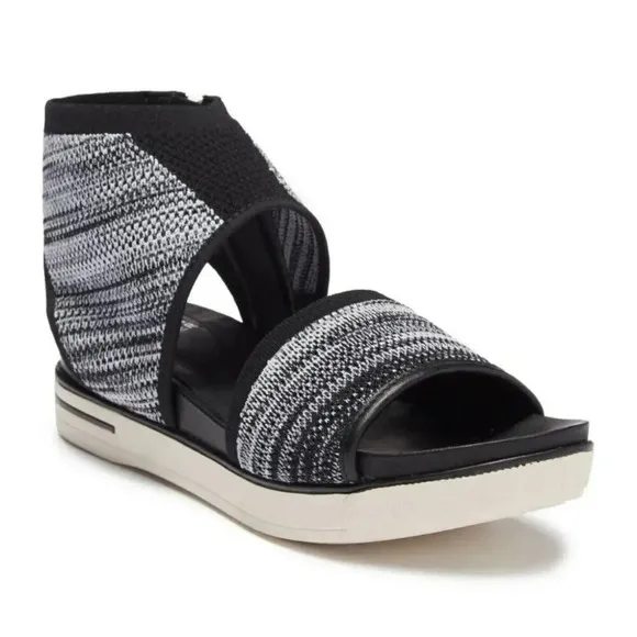 [8.5]Eileen Fisher Black White Knit Platform Sandals