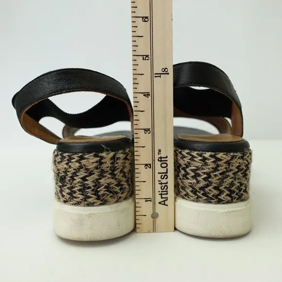 A/Anthropologie Womens Elastic Platform Slingback Sandals Black Multi EU 39 US 8