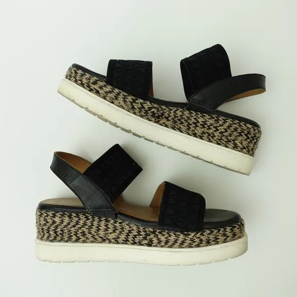 A/Anthropologie Womens Elastic Platform Slingback Sandals Black Multi EU 39 US 8