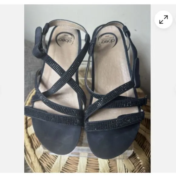 Abeo BIO System Sylvie Strappy Sandals Women's Size 8 Rhinestone Black Comfy