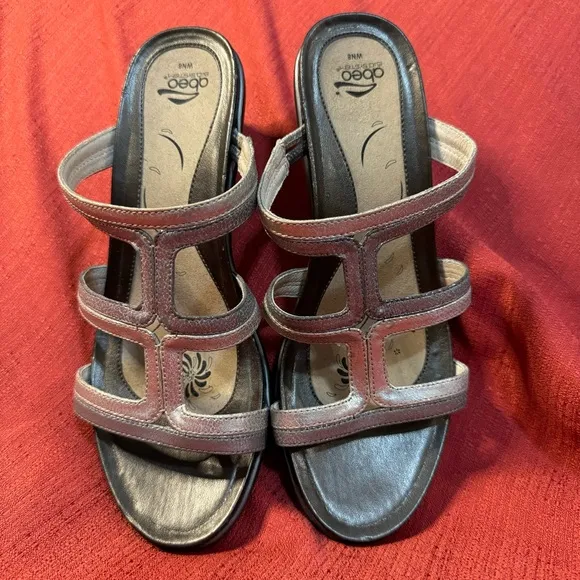 ABEO Glyniss Metallic Silver Wedge Sandals, Women’s Size 8, EUC