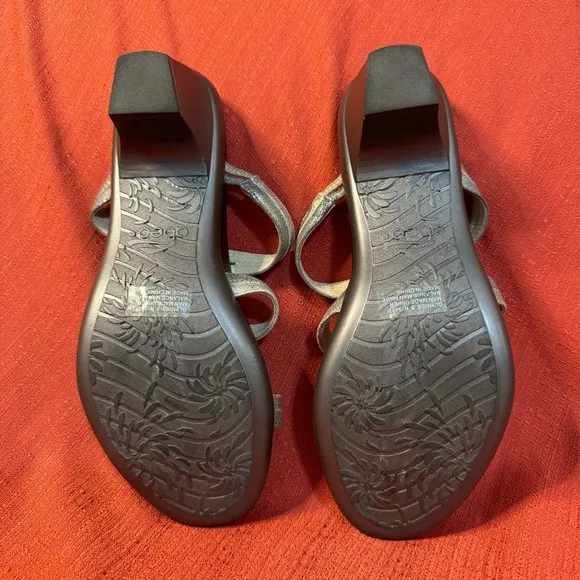 ABEO Glyniss Metallic Silver Wedge Sandals, Women’s Size 8, EUC