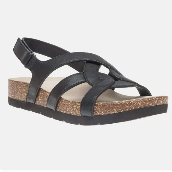 ABEO Lanai (Lacy) Women’s Size 9 Black Leather Sandals Comfortable Casual NWOB