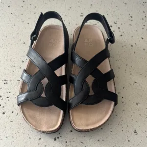 ABEO Lanai (Lacy) Women’s Size 9 Black Leather Sandals Comfortable Casual NWOB
