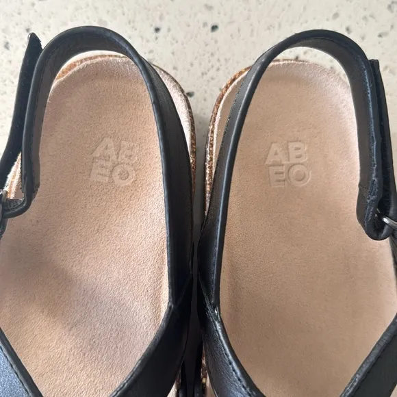 ABEO Lanai (Lacy) Women’s Size 9 Black Leather Sandals Comfortable Casual NWOB