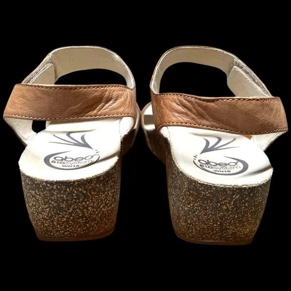 ABEO Una Women Size 10N Wedges Sandals Stone Leather Adjustable Neutral Support