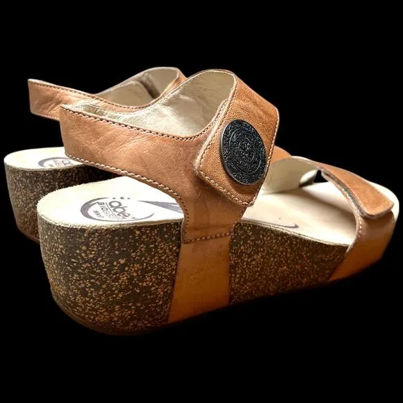 ABEO Una Women Size 10N Wedges Sandals Stone Leather Adjustable Neutral Support