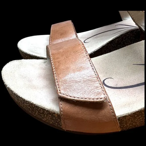 ABEO Una Women Size 10N Wedges Sandals Stone Leather Adjustable Neutral Support