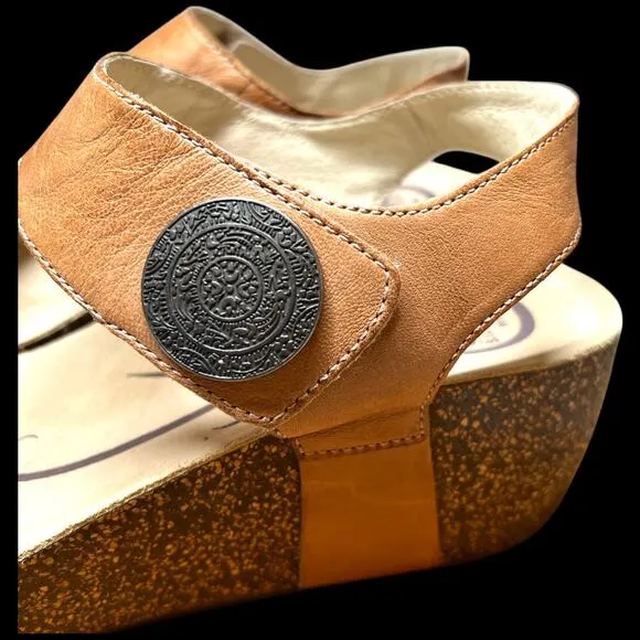 ABEO Una Women Size 10N Wedges Sandals Stone Leather Adjustable Neutral Support