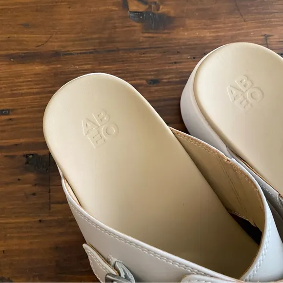 Abeo Womens 9 Solstice Leather Cross Wedge Sandal Beige Metatarsal Footbed