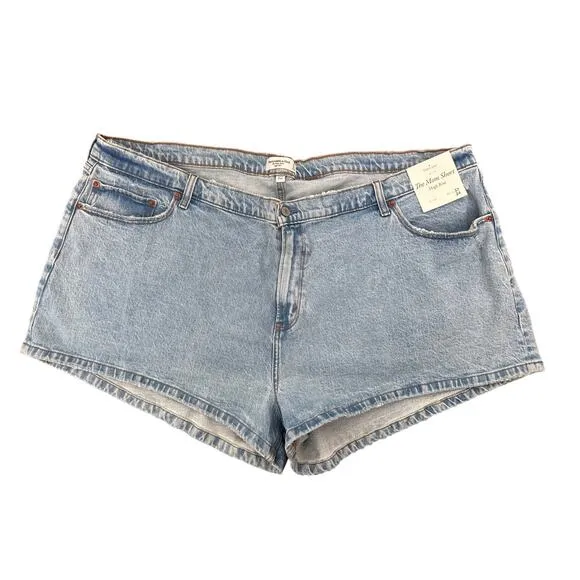 Abercrombie &amp; Fitch Curve Love High Rise Mom Short Medium Wash Women Sz 37 NWT