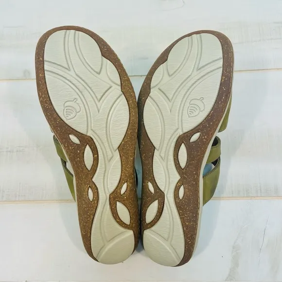 Acorn C2G Lite Slide Loden Green Leather Adjustable Strap Sandals, Sz 11W