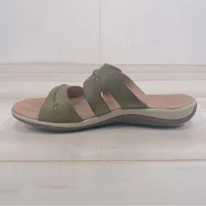 Acorn C2G Lite Slide Loden Green Leather Adjustable Strap Sandals, Sz 11W