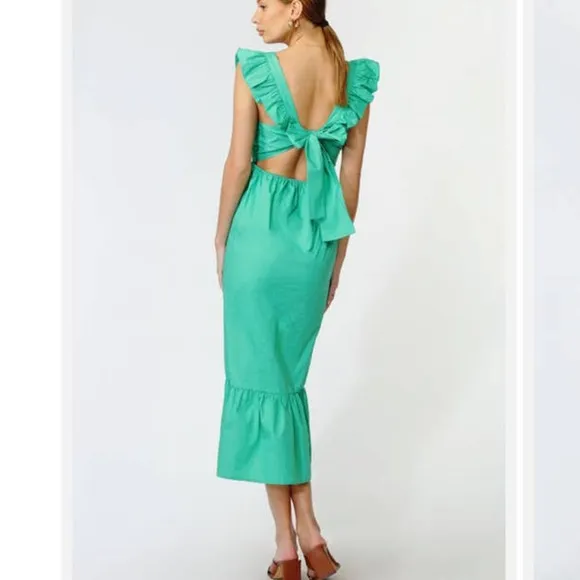 Adelyn Rae Soshani Poplin Tie Back Midi Dress Large NWT