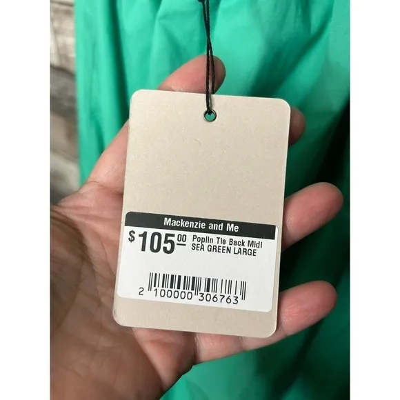 Adelyn Rae Soshani Poplin Tie Back Midi Dress Large NWT