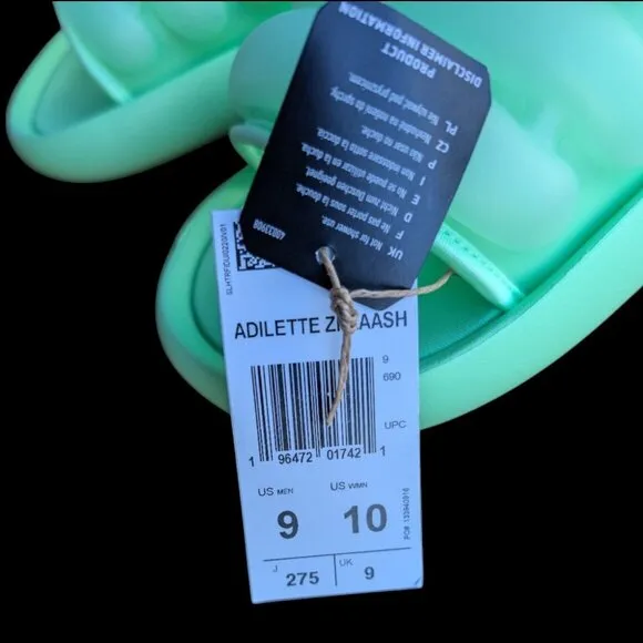Adidas Adilette Pool Slides Green Glow Slip On Inner Tube Tubing Flip Flops NWT