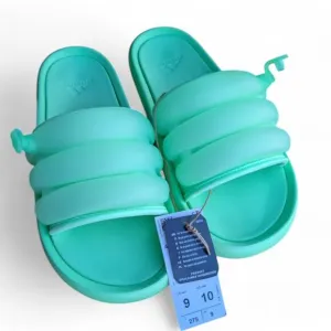 Adidas Adilette Pool Slides Green Glow Slip On Inner Tube Tubing Flip Flops NWT