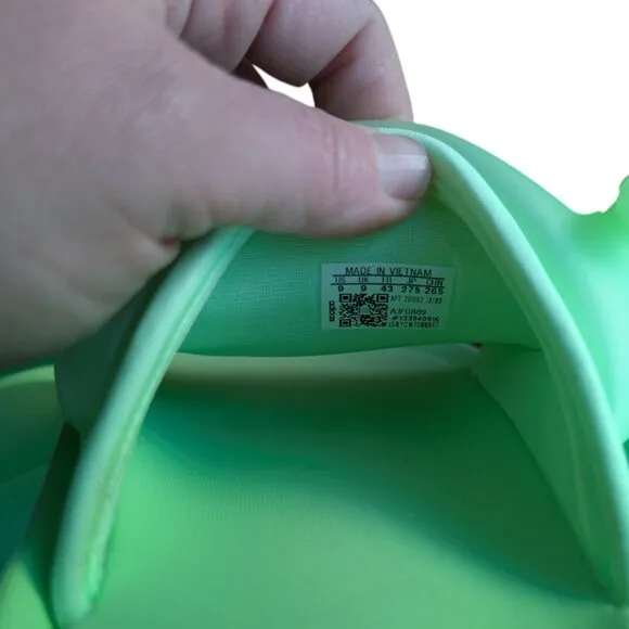 Adidas Adilette Pool Slides Green Glow Slip On Inner Tube Tubing Flip Flops NWT