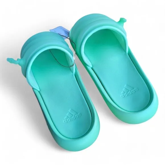 Adidas Adilette Pool Slides Green Glow Slip On Inner Tube Tubing Flip Flops NWT