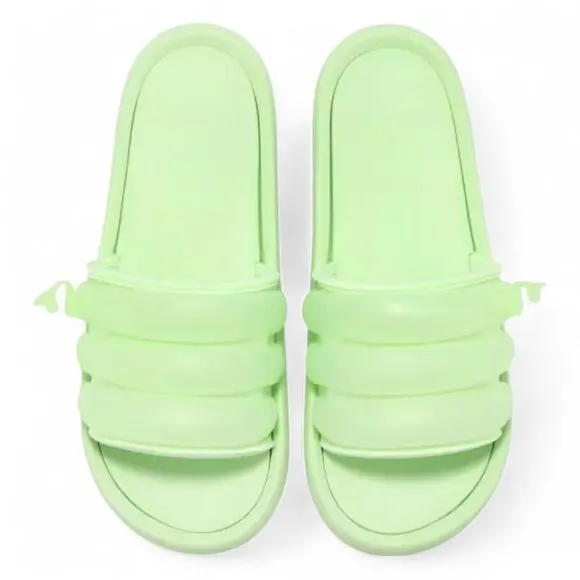 Adidas Adilette Pool Slides Green Glow Slip On Inner Tube Tubing Flip Flops NWT