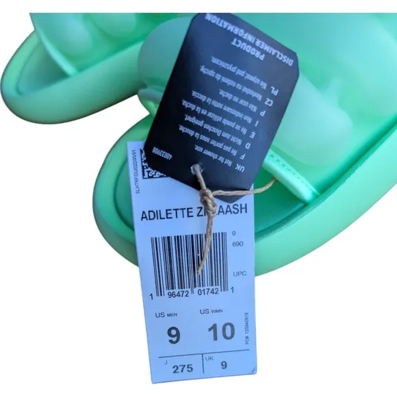 Adidas Adilette Pool Slides Green Glow Slip On Inner Tube Tubing Flip Flops NWT