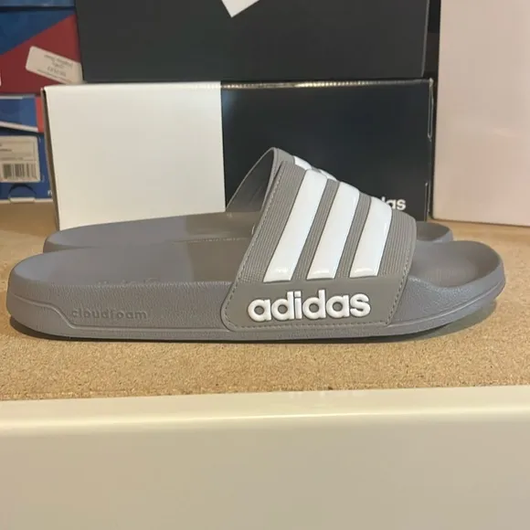 Adidas Adilette Shower Slides Sandals Shoes grey Pool B42212 new Mens Size 13