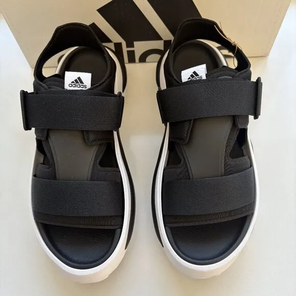 Adidas Mehana Platform Sandals Black &amp; White Women’s Size 11 NEW