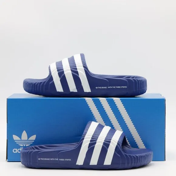 Adidas Originals Women's Cushioned Adilette 22 Sliders Sandals Blue/White Size 7