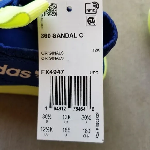 ADIDAS 360 Little Boys Sandals Blue/Neon Size 12.5