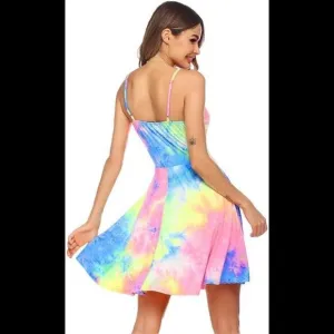 Adjustable Spaghetti Strap Sundress Sleeveless Sunflower Dress