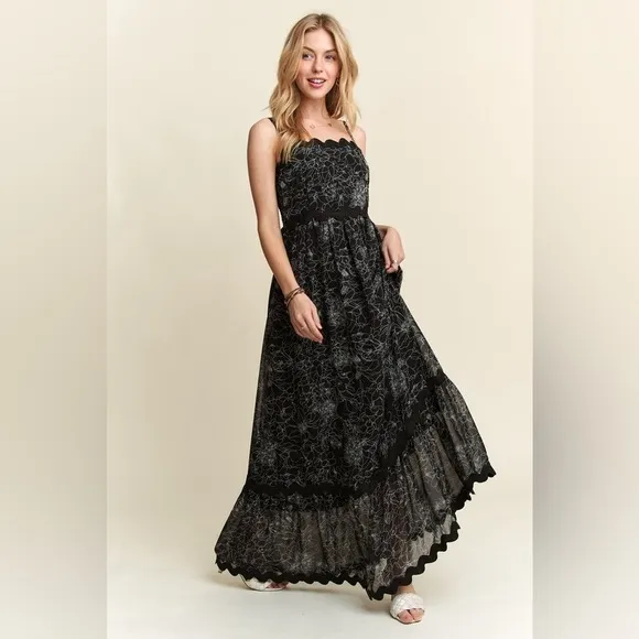 ADORA Floral Adjustable Strap Maxi Cami Dress