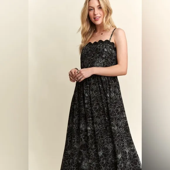 ADORA Floral Adjustable Strap Maxi Cami Dress