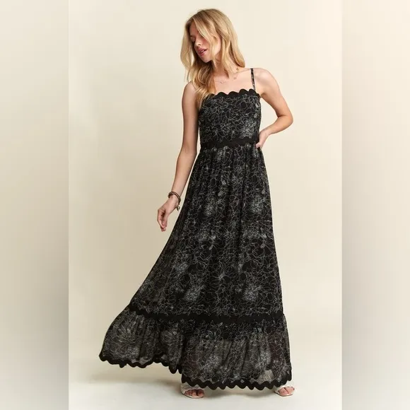 ADORA Floral Adjustable Strap Maxi Cami Dress