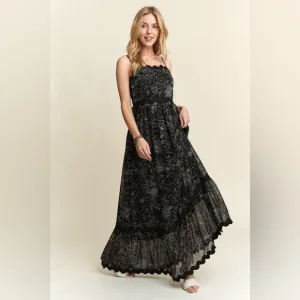 ADORA Floral Adjustable Strap Maxi Cami Dress