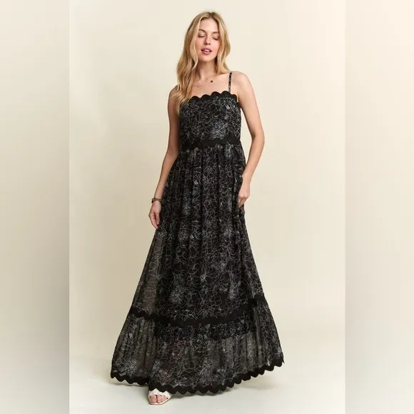 ADORA Floral Adjustable Strap Maxi Cami Dress