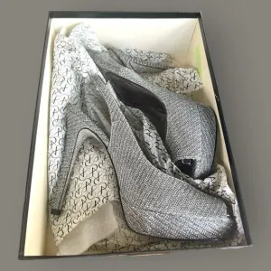 Adrianna Papell Women’s Peep Toe Formal High Heel Pewter New Year’s Eve Sz 8.5