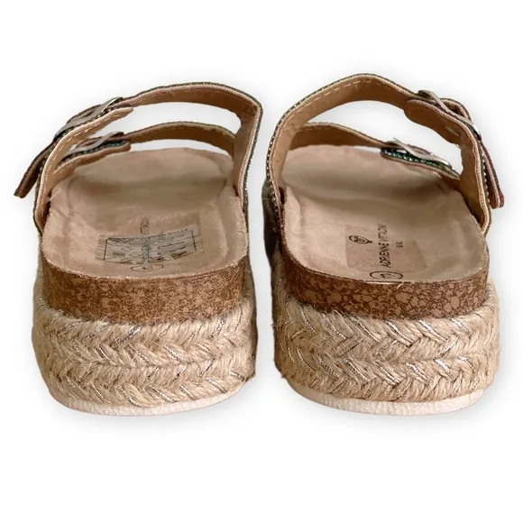 Adrienne Vittadini Girls 3 NWOT Buckle Rainbow Rhinestone Espadrille Sandals