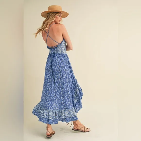 Aemi   Co NWT Ditsy Floral Ruffled Hem Maxi Cami Dress - M
