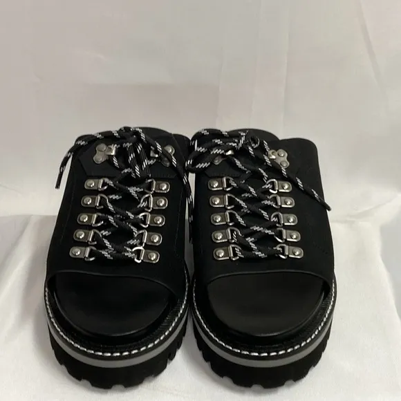 Aerosoles Aware Lotta Sport Platform Lug Sandals Black Size 10 Like New