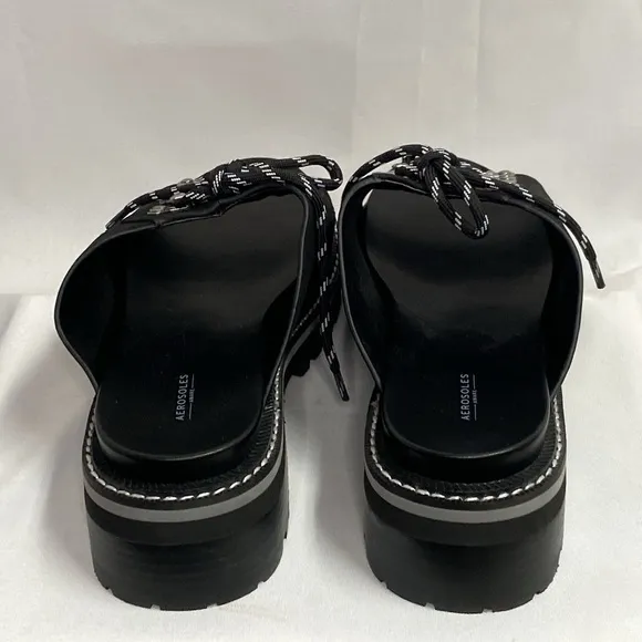 Aerosoles Aware Lotta Sport Platform Lug Sandals Black Size 10 Like New