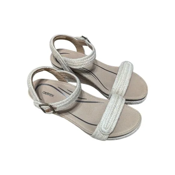 Aetrex Sydney Quarter Strap Espadrille Sandals Jute Heels Womens 10 Resortwear