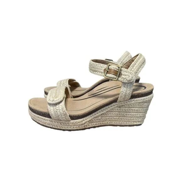 Aetrex Sydney Quarter Strap Espadrille Sandals Jute Heels Womens 10 Resortwear