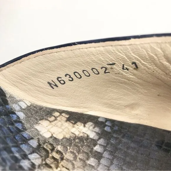 AGL Attilio Giusti Leombruni Blue Patent Leather, Denim, Snakeskin Wedge Sandal