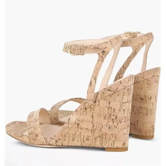 AGL Demi Ankle Strap Wedge Sandal Cork Leather Heel Size 41, US 10