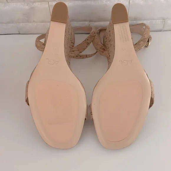 AGL Demi Ankle Strap Wedge Sandal Cork Leather Heel Size 41, US 10