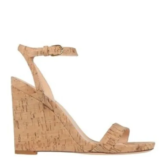 AGL Demi Ankle Strap Wedge Sandal Cork Leather Heel Size 41, US 10