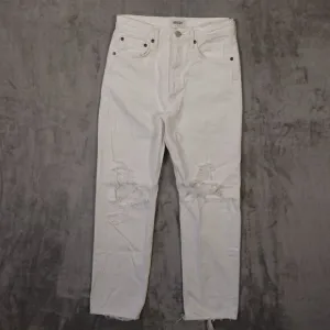 Agolde 90's mid rise loose jean women's 25 cloudburst white denim distressed