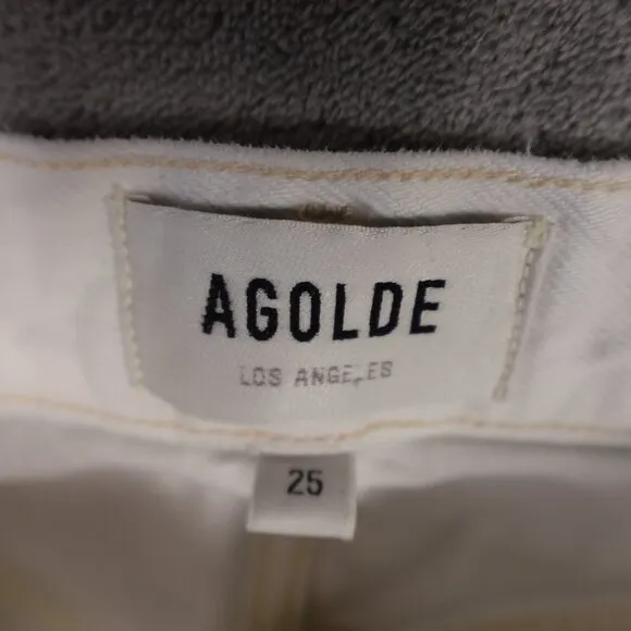 Agolde 90's mid rise loose jean women's 25 cloudburst white denim distressed