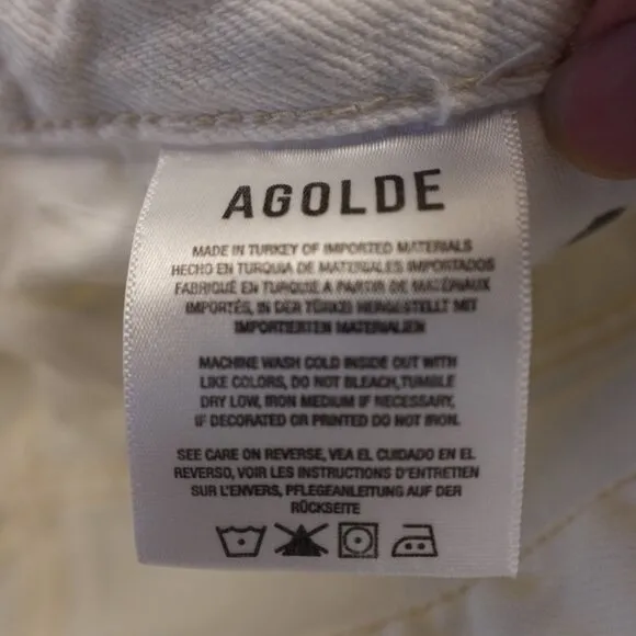 Agolde 90's mid rise loose jean women's 25 cloudburst white denim distressed