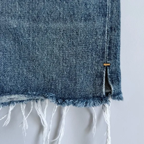 Agolde Dee Jean Short in Precision 27 Distressed Blue Denim High Waisted Raw Hem